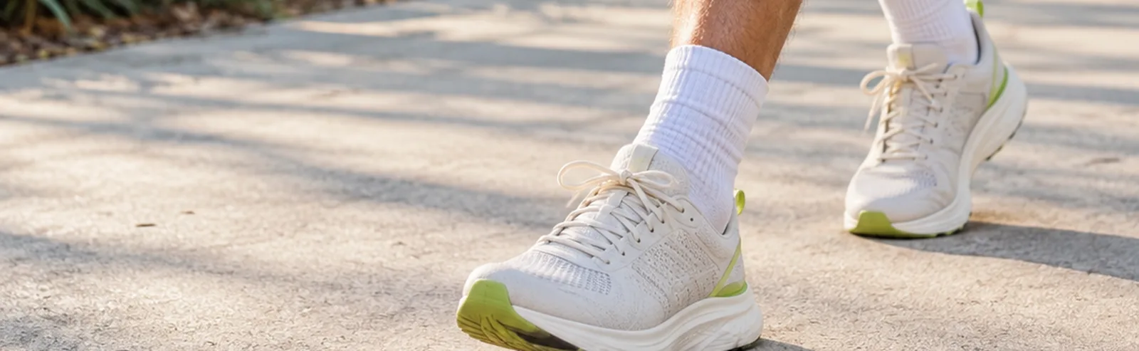 Measuring step length on a level park path: a walker’s trainers mid-step